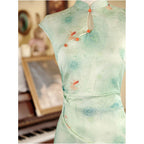 Green cheongsam 2026 new style improved youthful style new Chinese style dress summer elegant ancient style raglan sleeves image 2