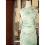 Green cheongsam 2026 new style improved youthful style new Chinese style dress summer elegant ancient style raglan sleeves image 3