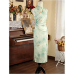 Green cheongsam 2026 new style improved youthful style new Chinese style dress summer elegant ancient style raglan sleeves image 4