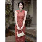 Ru Yun New Chinese Style Exquisitely Beautiful Floral Sleeveless Tencel Linen Cheongsam for Summer Everyday Wear Fitted Waist image 3