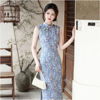 Coral Floral Sleeveless Qipao Dress | Neo-Chinese Cheongsam, Modern Summer Dress, Elegant Daily & Evening Wear, Floral Print