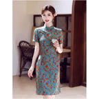 New Chinese style cheongsam for women summer style slim fit suitable for everyday wear short dress for petite women perfect for college entrance exams image 2
