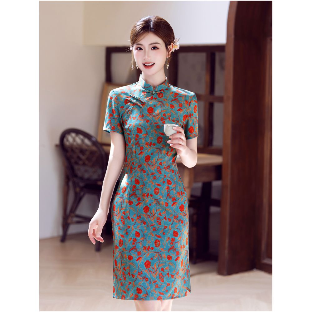 New Chinese style cheongsam for women summer style slim fit suitable for everyday wear short dress for petite women perfect for college entrance exams image 2