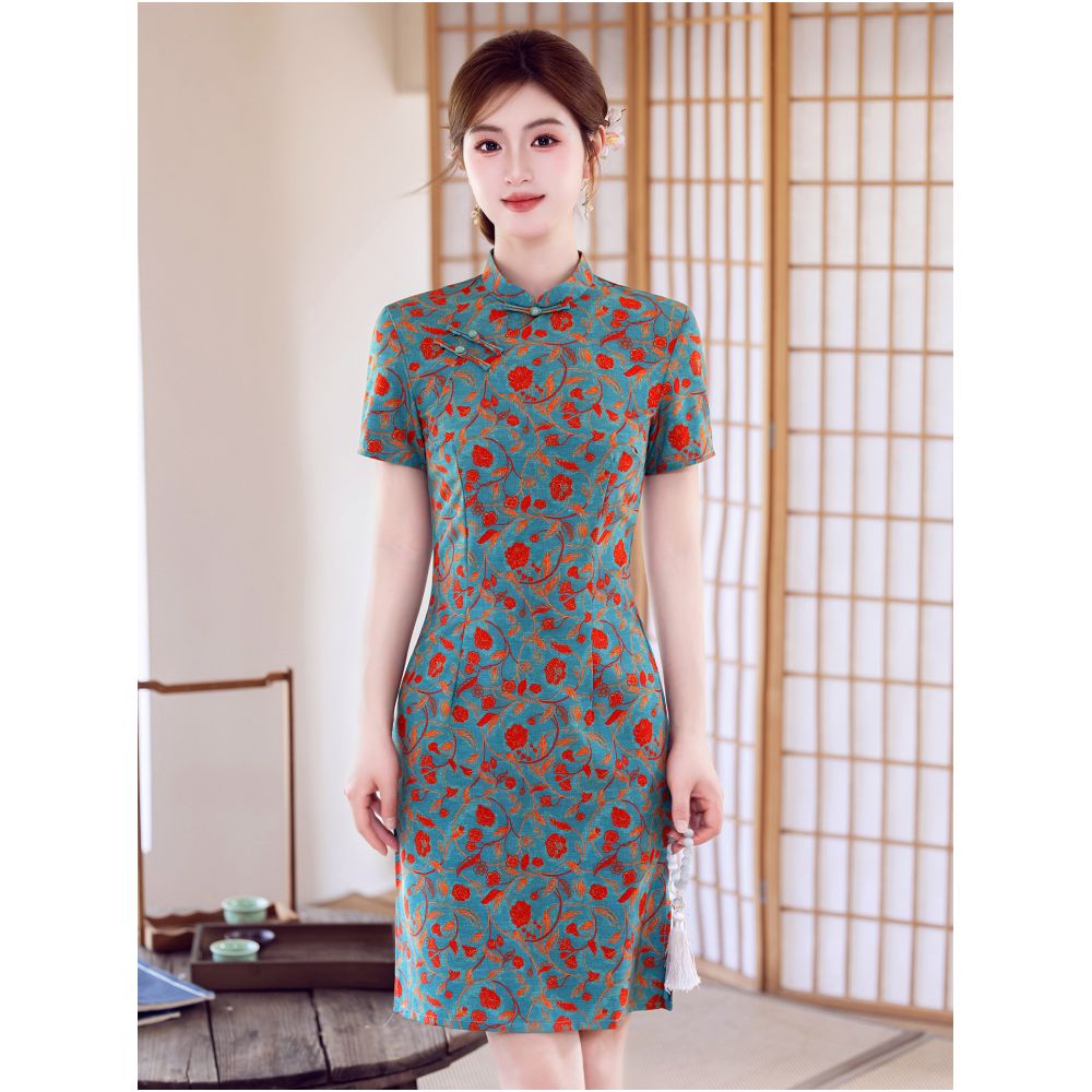 New Chinese style cheongsam for women summer style slim fit suitable for everyday wear short dress for petite women perfect for college entrance exams image 4