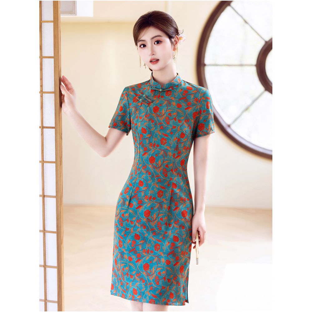 New Chinese style cheongsam for women summer style slim fit suitable for everyday wear short dress for petite women perfect for college entrance exams image 5
