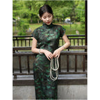 Butterfly Whisper Exquisite Satin Original Mulberry Silk Butterfly Cheongsam Gauze Short Sleeve Breathable Slimming Style image 1