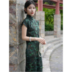 Butterfly Whisper Exquisite Satin Original Mulberry Silk Butterfly Cheongsam Gauze Short Sleeve Breathable Slimming Style image 2