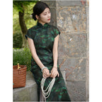 Butterfly Whisper Exquisite Satin Original Mulberry Silk Butterfly Cheongsam Gauze Short Sleeve Breathable Slimming Style image 5