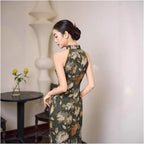 2026 Spring Summer New Retro Faux Acetate Long Cheongsam Women s Slim Fit Chinese Style Everyday Slim Fit Modified Dress image 1