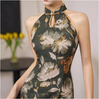 2026 Spring Summer New Retro Faux Acetate Long Cheongsam Women s Slim Fit Chinese Style Everyday Slim Fit Modified Dress image 3