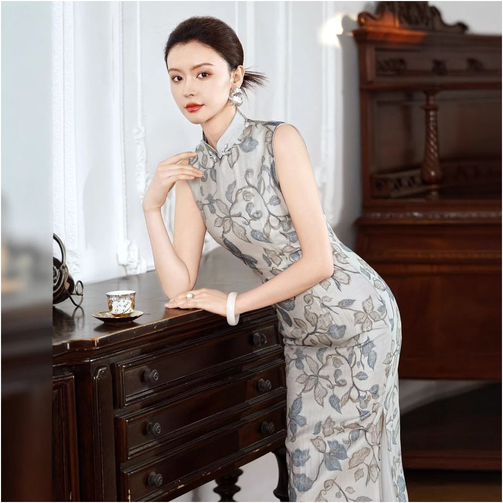 2026 Summer New Style Elegant Chinese Style Modified New Chinese Cheongsam Tencel Linen Sleeveless Elegant Dress image 1