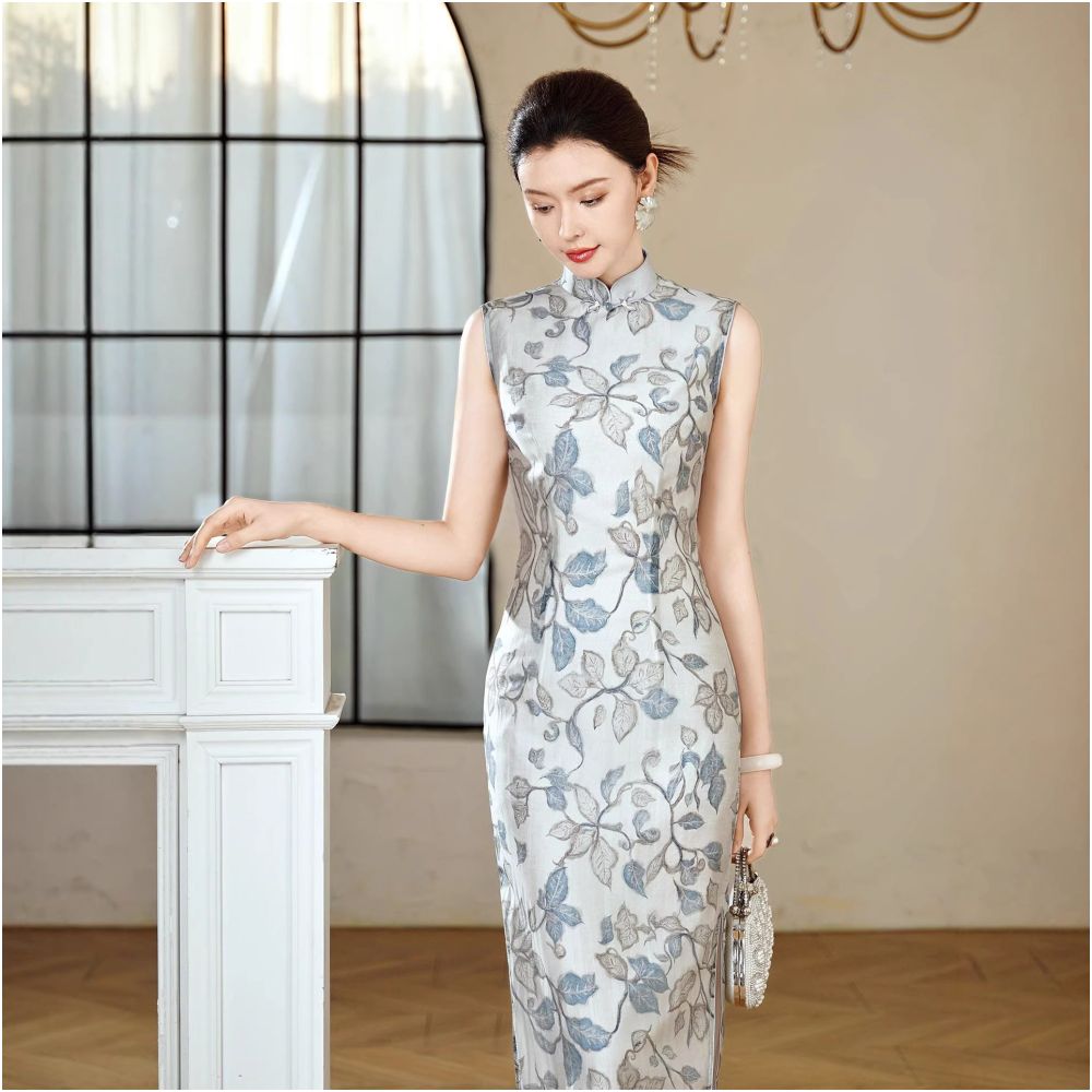 2026 Summer New Style Elegant Chinese Style Modified New Chinese Cheongsam Tencel Linen Sleeveless Elegant Dress image 3