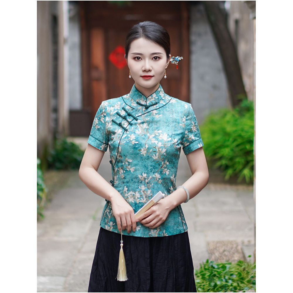 Yunya Summer New Chinese Style Classic Tang Suit Top for Women Slim Fit and Flattering New Chinese Style Summer Outfit 24J226 image 2