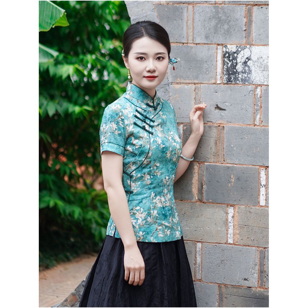 Yunya Summer New Chinese Style Classic Tang Suit Top for Women Slim Fit and Flattering New Chinese Style Summer Outfit 24J226 image 4