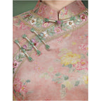 Pink cheongsam dress long style suitable for middle aged mothers 2026 new style new Chinese style youthful style pink modified pink image 5