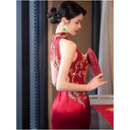 2026 New Style Cheongsam Toasting Dress New Chinese Style Red Engagement Wedding Dress Women s Wedding Morning Robe Slim Fit High End Feel image 4