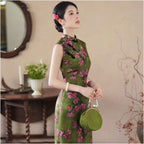 Retro style green modern Chinese style modified cheongsam spring summer sleeveless Chinese style high end temperament dress for women s daily wear image 3