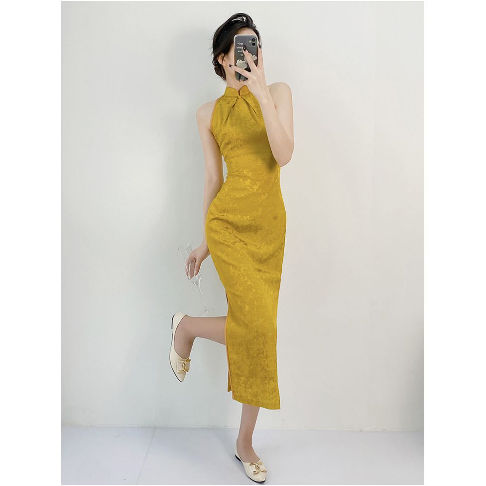 Golden Morning Robe New Chinese Style Cheongsam 2026 New Style Young and High End Suitable for Engagement Everyday Wear Petite Women Summer image 1