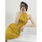 Golden Morning Robe New Chinese Style Cheongsam 2026 New Style Young and High End Suitable for Engagement Everyday Wear Petite Women Summer image 2