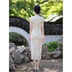 White cheongsam 2026 new summer style modern Chinese style suitable for young girls everyday wear jacquard velvet image 5