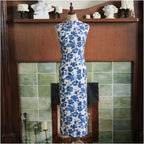 Jiangnan Whispers Sleeveless Silk Qipao Dress | Neo-Chinese Cheongsam, Modern Oriental Dress, Elegant Evening / Daily Wear