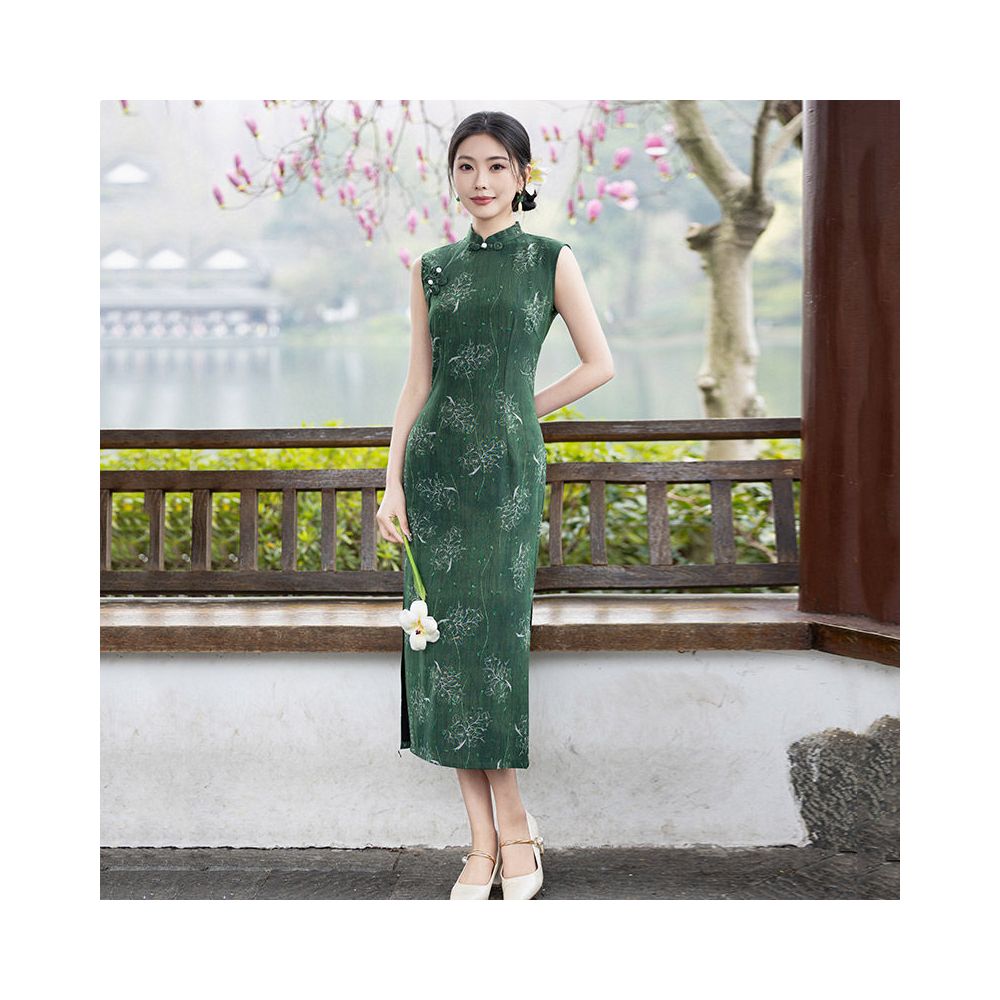 Floral Elegant Qipao Dress | Neo-Chinese Cheongsam, Modern Oriental Dress, Elegant Evening / Daily Wear