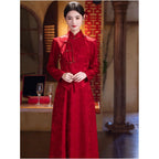 Su Jinxiu s New Chinese Style Red Engagement Cheongsam Two Piece Set Winter 2025 New Bride Toasting Dress image 4