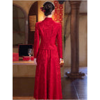 Su Jinxiu s New Chinese Style Red Engagement Cheongsam Two Piece Set Winter 2025 New Bride Toasting Dress image 5