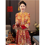 Xiuhe dress dragon and phoenix gown 2025 new style Chinese wedding dress toasting dress petite heavy duty wedding dress for women spring image 4