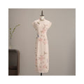 Cream Peony Long Qipao Dress | Neo-Chinese Cheongsam, Modern Oriental Dress, Elegant Evening / Daily Wear