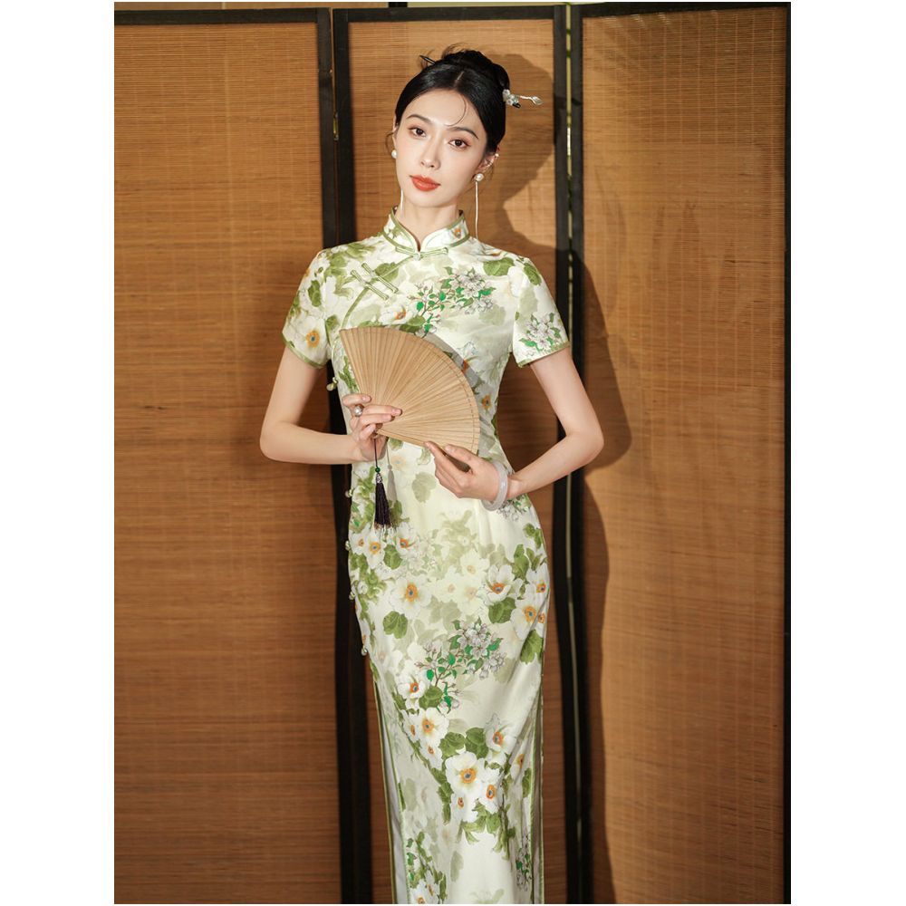 2026 Mulberry Silk Fabric Old Shanghai Retro Republic of China Style Cheongsam for Exam Takers High End Elegant and Sophisticated image 5