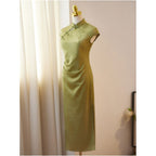 Green College Entrance Examination Success Cheongsam 2026 New Summer New Chinese Style Improved Young Girl Dress Bamboo Leaf image 2