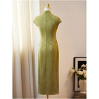 Green College Entrance Examination Success Cheongsam 2026 New Summer New Chinese Style Improved Young Girl Dress Bamboo Leaf image 5