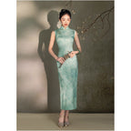 New Chinese style green cheongsam for women 2026 new style improved sleeveless stand collar elegant and sophisticated youthful summer dress image 4