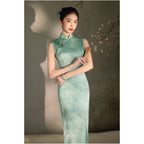 Neo-Oriental Mint Jade Qipao - Elegant Sleeveless Cheongsam Dress | New Chinese Style Modern Occasion Wear