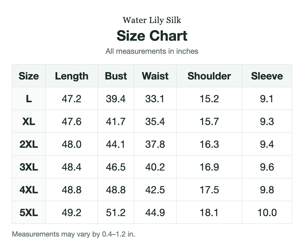 Size chart (inches)