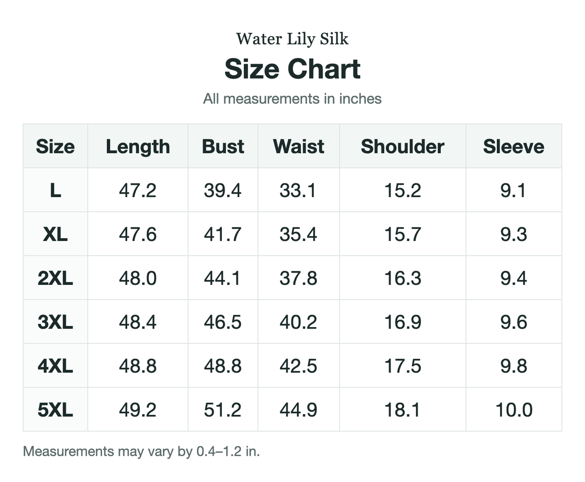 Size chart (inches)