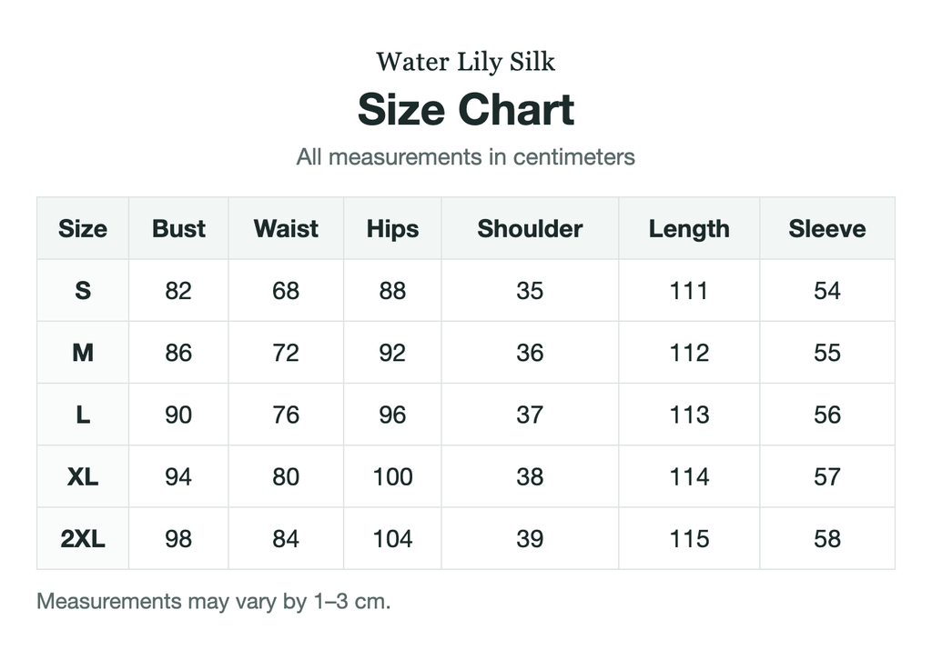 Size chart (cm)