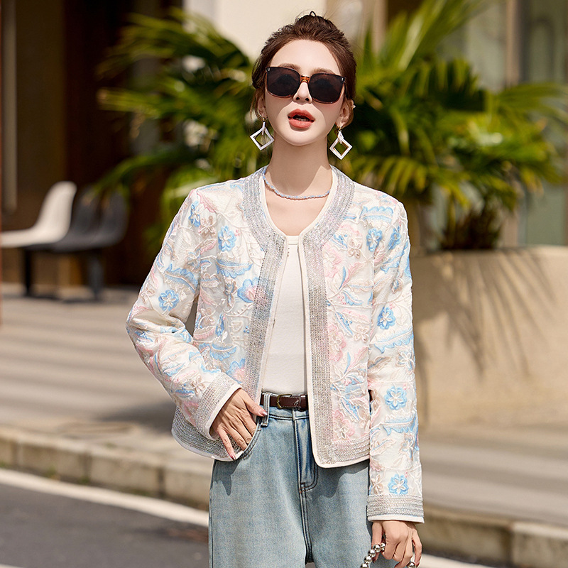 Ivory Botanical Embroidered Jacket | Neo-Chinese Cheongsam Layer, Elegant Evening Jacket, Floral Embroidery
