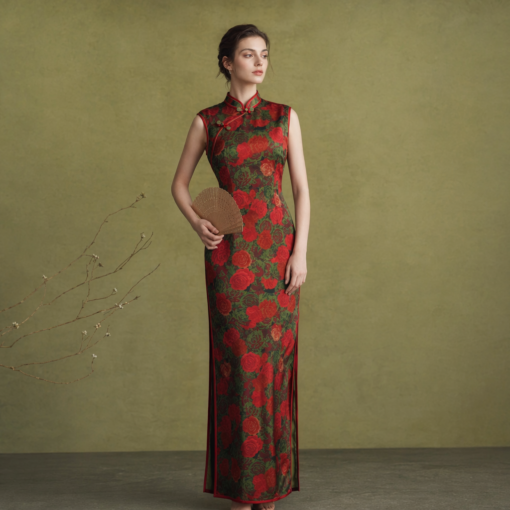 2026New spring and summer style cheongsam, improved sleeveless elegant long cheongsam for middle-aged and elderly women, everyday old Shanghai cheongsam for women