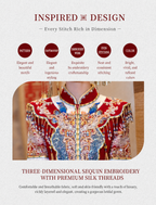 Long Red Phoenix Embroidered Wedding Qipao | Short Sleeve Beaded Cheongsam, Modern Bridal Dress, Traditional Wedding & Engagement Wear