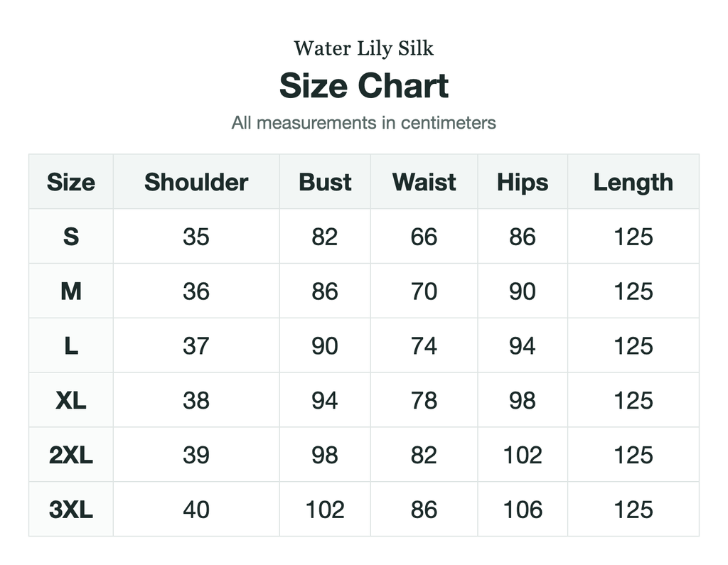 Size chart (cm)