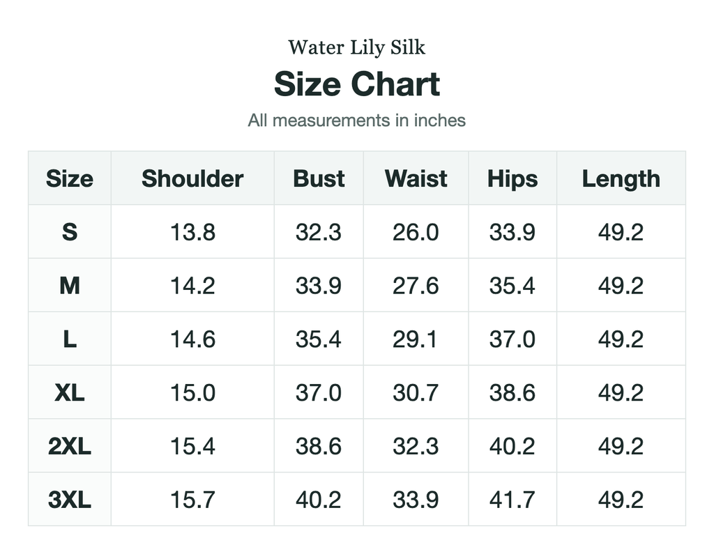Size chart (inches)