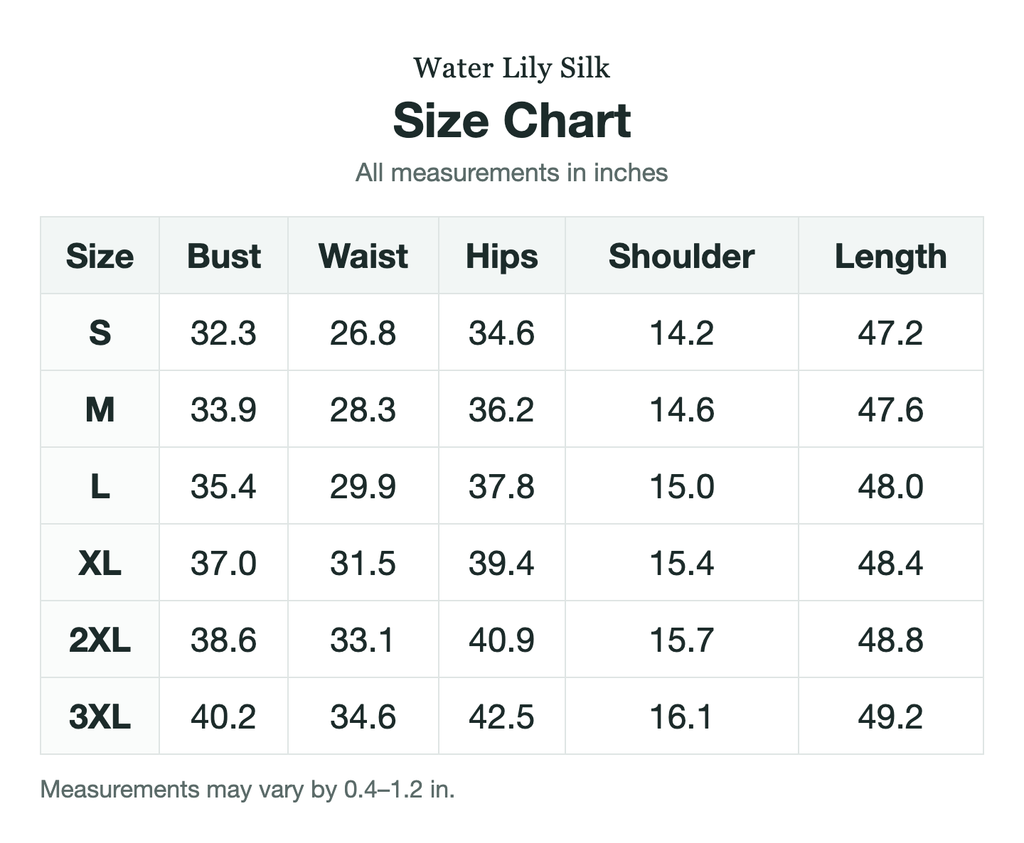 Size chart (inches)