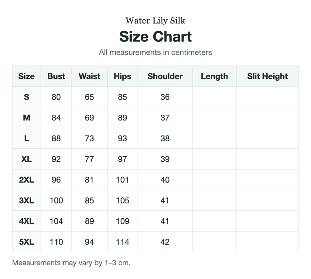 Size chart (cm)