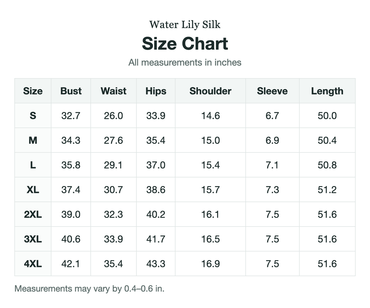 Size chart (inches)