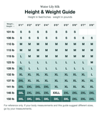 Size guide (height and weight, in/lb)