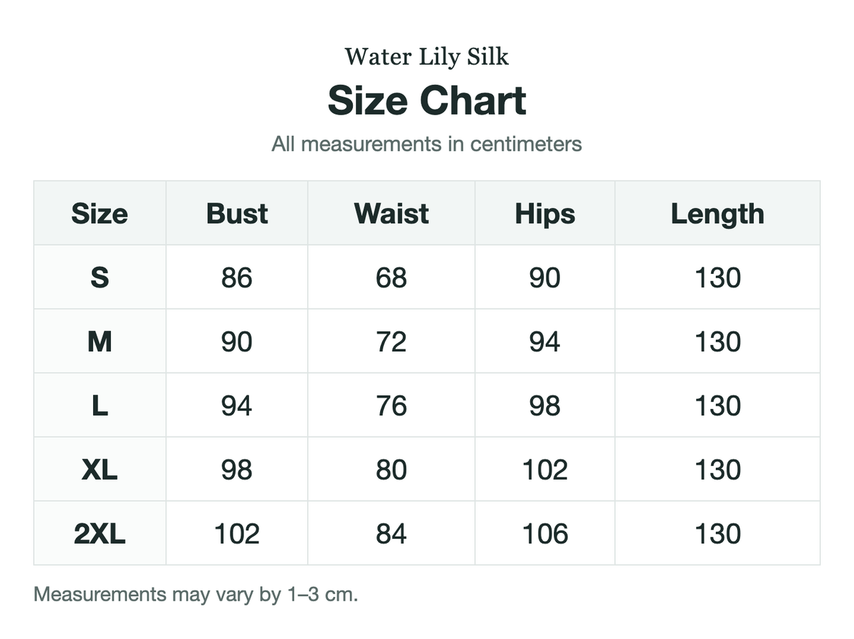 Size chart (cm)