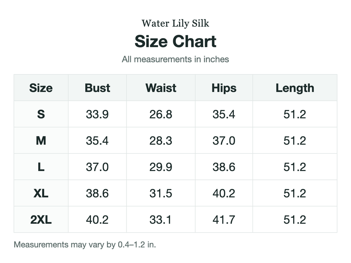 Size chart (inches)