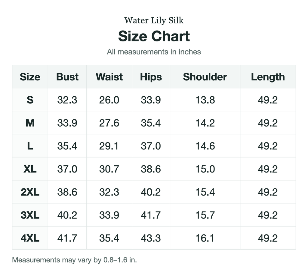 Size chart (inches)